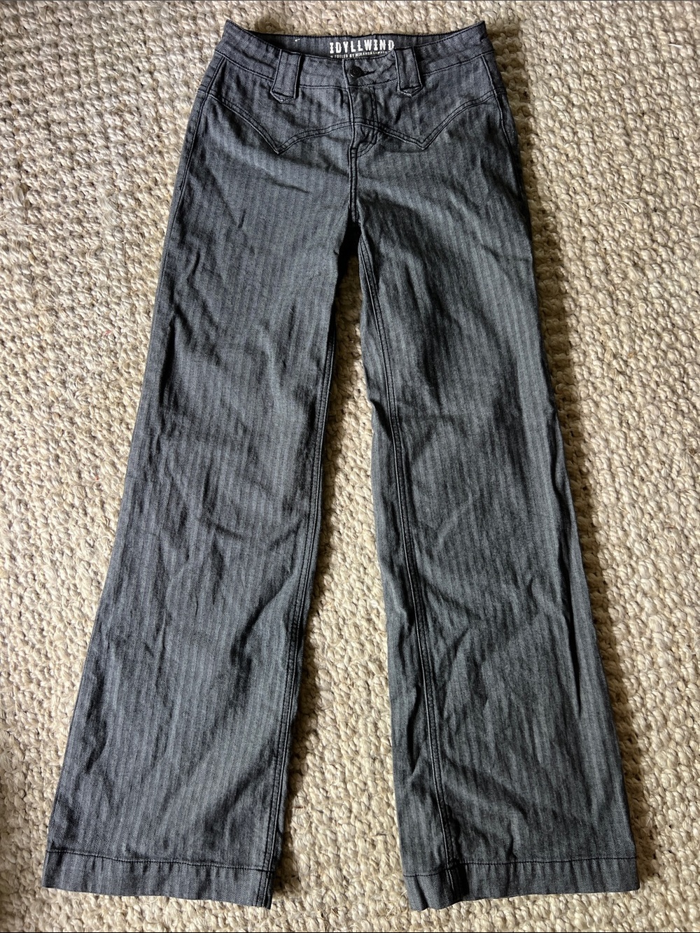 Idyllwind Pinstripe Wide Leg Pants in Charcoal